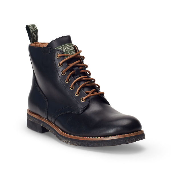 Black Leather Army Boot Polo Ralph Lauren 2