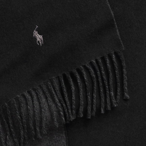 &Eacute;charpe r&eacute;versible laine m&eacute;lang&eacute;e Polo Ralph Lauren en Black/Grey 4