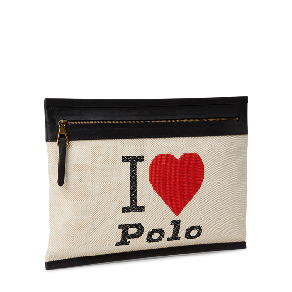 Ecru/Black Graphic Large Pouch Polo Ralph Lauren 2
