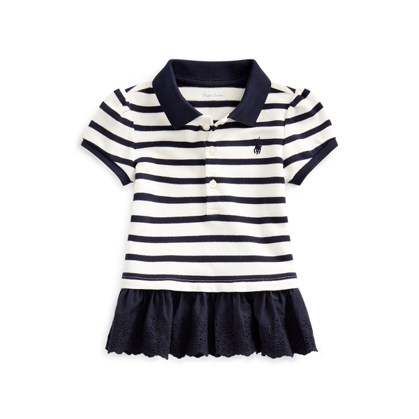 Eyelet-Hem Striped Polo Shirt Baby Girl in 1