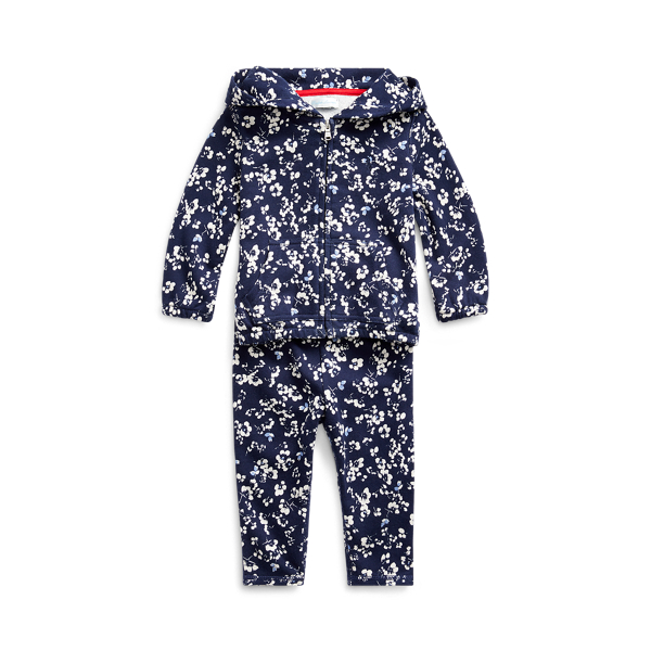 Conjunto de pantal&oacute;n y sudadera con capucha floral