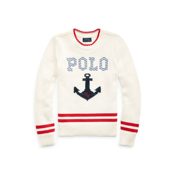 Intarsia-Anchor Cotton Sweater Girls 7-14 Years em 1