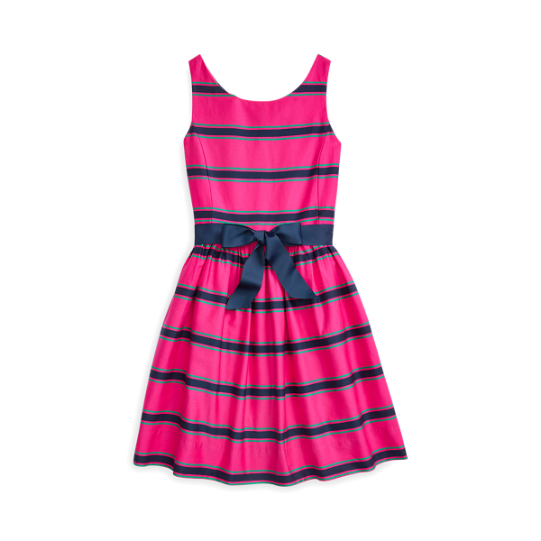 Robe ray&eacute;e en satinette de coton Girls 7-14 Years en 1