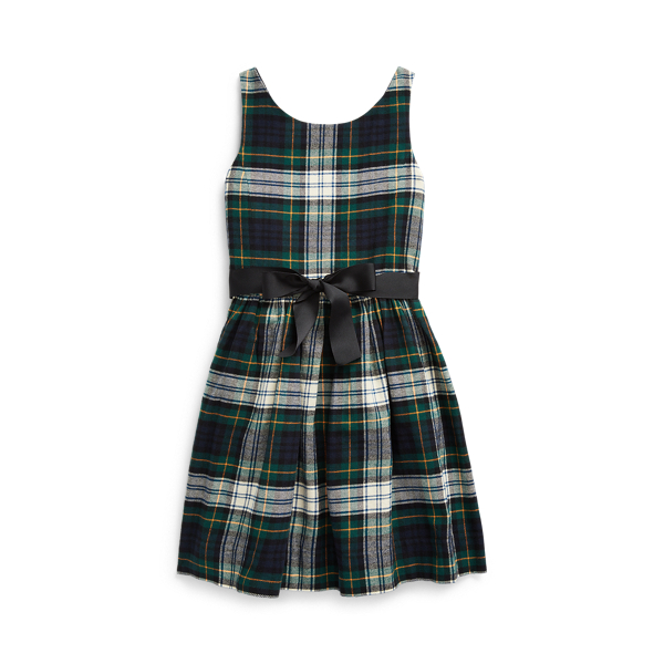 Robe en serg&eacute; de coton &agrave; motif tartan