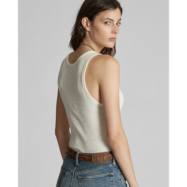 Paper White Ribbed Cotton Tank RRL 4