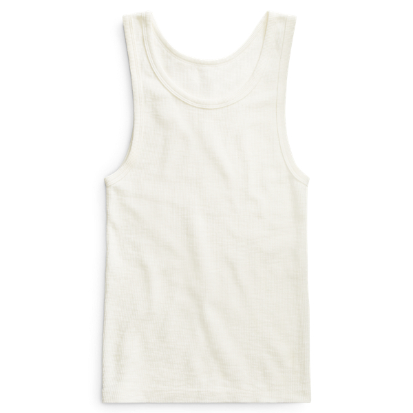 Paper White Ribbed Cotton Tank RRL 2