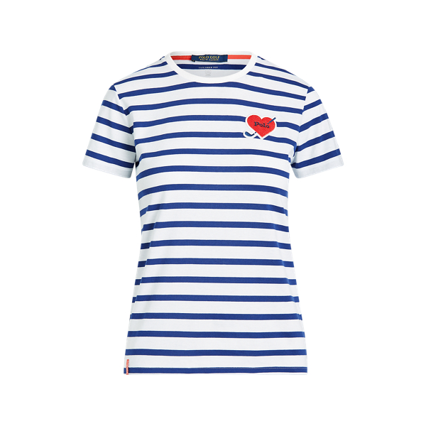 Heart-Patch Striped Golf Tee Ralph Lauren Golf 1