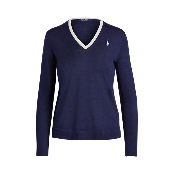Wool V-Neck Golf Sweater