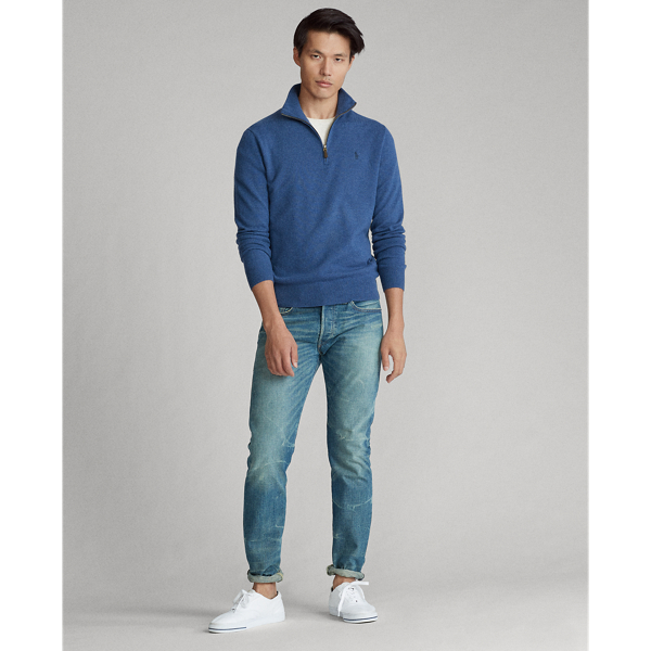 Shale Blue Heather Wool Quarter-Zip Jumper Polo Ralph Lauren 3
