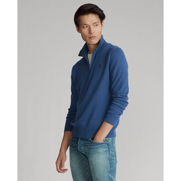 Shale Blue Heather Wool Quarter-Zip Jumper Polo Ralph Lauren 4