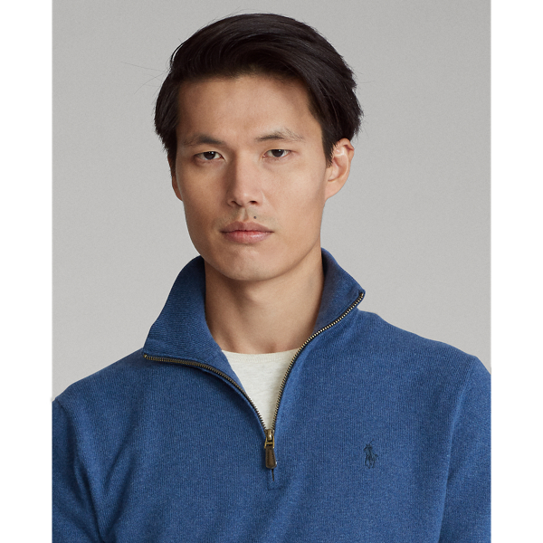 Shale Blue Heather Wool Quarter-Zip Jumper Polo Ralph Lauren 6