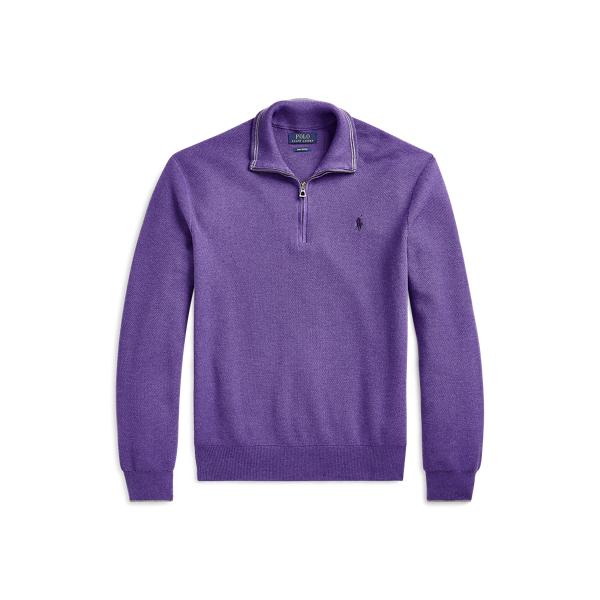 Mesh-Knit Cotton Quarter-Zip Jumper