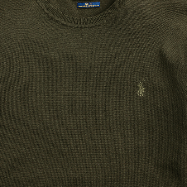 Oil Cloth Green Slim Fit Washable Wool Jumper Polo Ralph Lauren 6