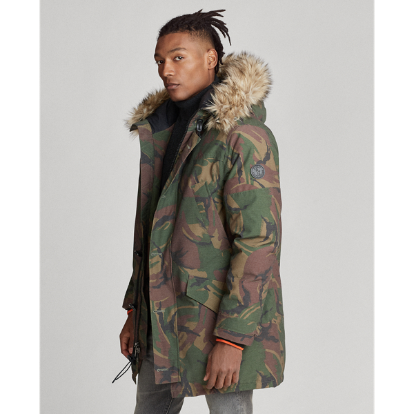 Faux Fur Trim Camo Down Parka