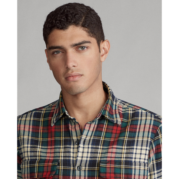 Winter Green/Tan Mul Classic Fit Plaid Twill Shirt Polo Ralph Lauren 6