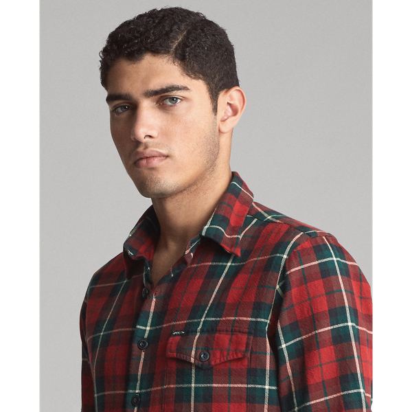 Vibe Red/Tan Multi Classic Fit Plaid Twill Shirt Polo Ralph Lauren 6