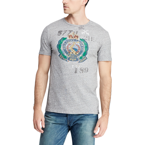 Dark Vintage Heather Classic Fit Jersey Graphic Tee Polo Ralph Lauren 3
