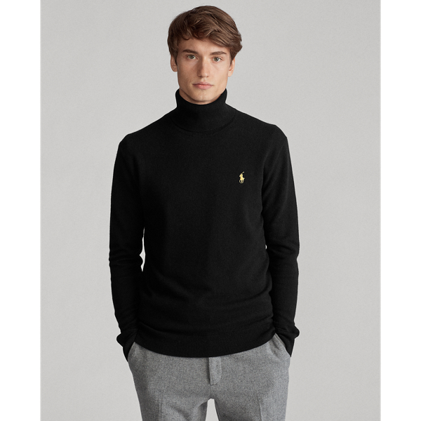 Pull col roulé en laine Polo Ralph Lauren en Noir/Or 1