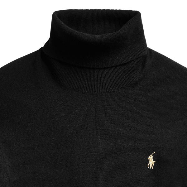 Black/Gold Wool Roll Neck Jumper Polo Ralph Lauren 7