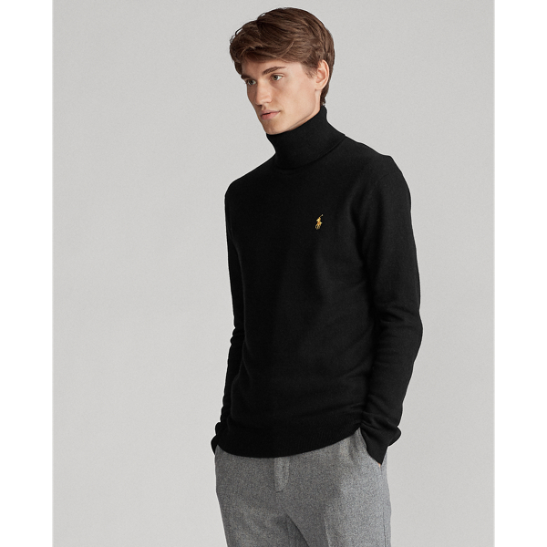 Black/Gold Wool Roll Neck Jumper Polo Ralph Lauren 4