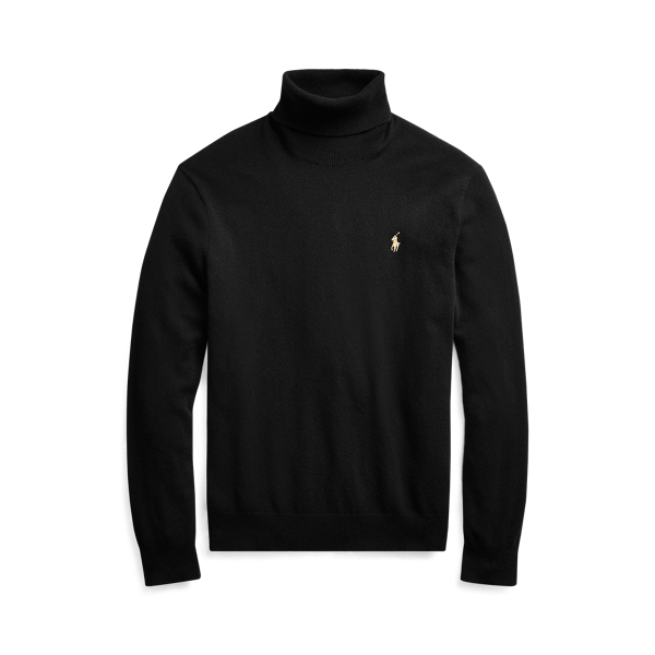 Black/Gold Wool Roll Neck Jumper Polo Ralph Lauren 2
