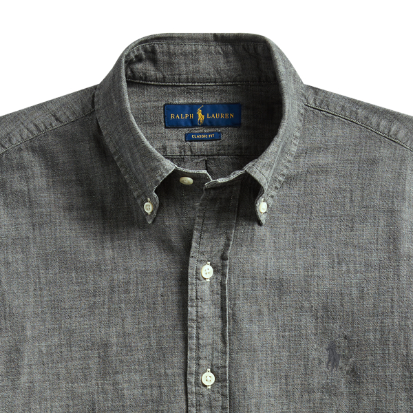 Grey Chambray Slim Fit Chambray Shirt Polo Ralph Lauren 6