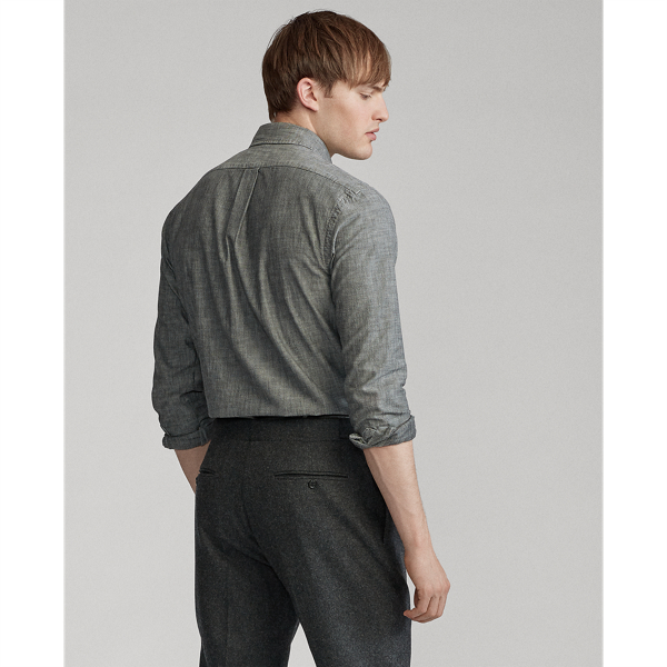 Grey Chambray Slim Fit Chambray Shirt Polo Ralph Lauren 4