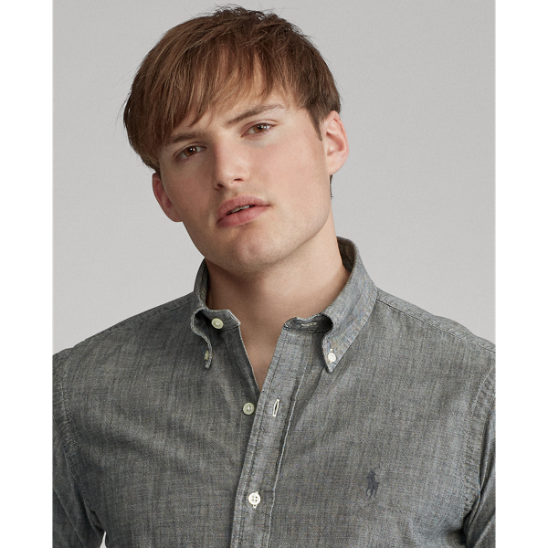 Grey Chambray Slim Fit Chambray Shirt Polo Ralph Lauren 5