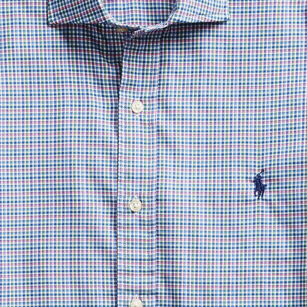 Royal Blue/White Custom Fit Plaid Twill Shirt Polo Ralph Lauren 6