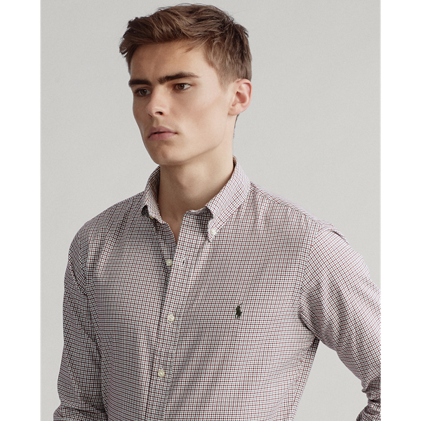 Sunset Red/White Custom Fit Plaid Twill Shirt Polo Ralph Lauren 5