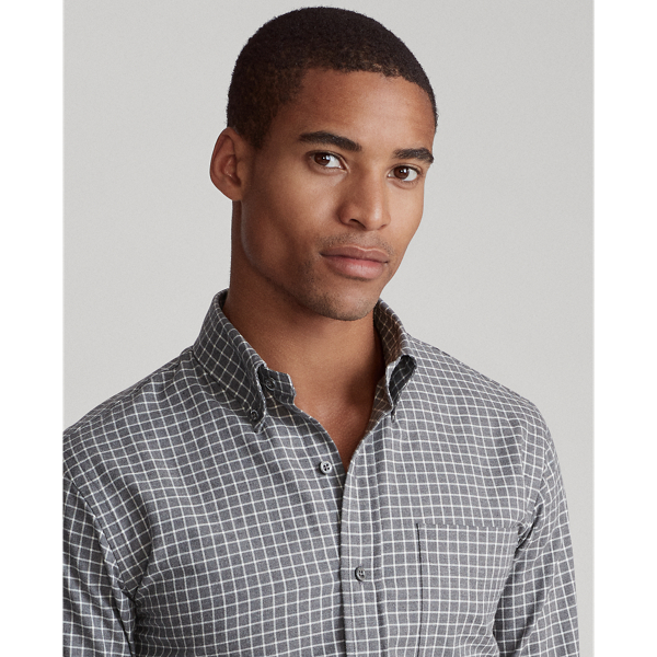 Steel Grey/Cream Custom Fit Plaid Twill Shirt Polo Ralph Lauren 5