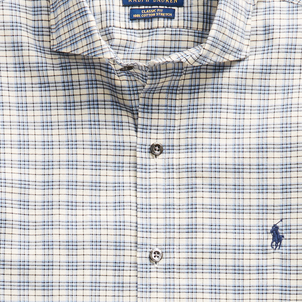 Lite Blue/White Custom Fit Plaid Twill Shirt Polo Ralph Lauren 6
