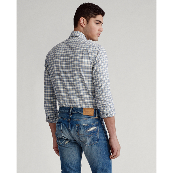 Lite Blue/White Custom Fit Plaid Twill Shirt Polo Ralph Lauren 4
