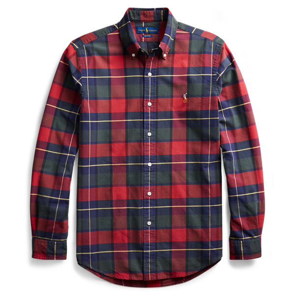 Rustic Red/Yellow Mu Custom Fit Plaid Oxford Shirt Polo Ralph Lauren 2