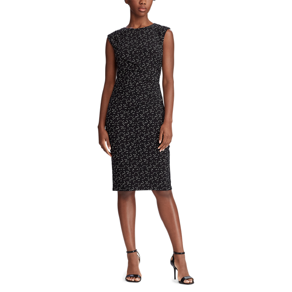 Black/Colonial Cream Print Jersey Dress Lauren Petite 3