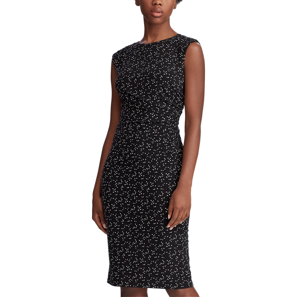 Black/Colonial Cream Print Jersey Dress Lauren Petite 4