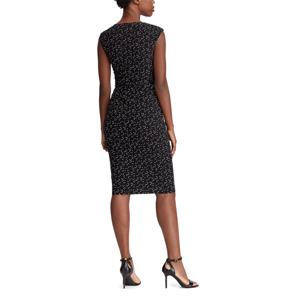 Black/Colonial Cream Print Jersey Dress Lauren Petite 5