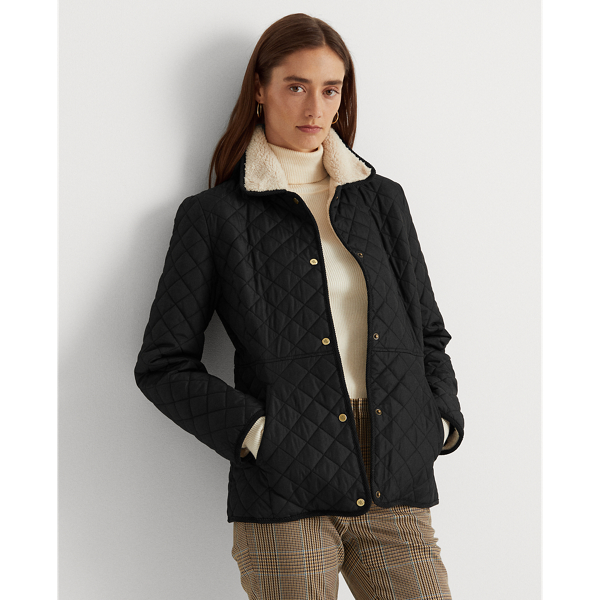 Corduroy Trim Quilted Jacket