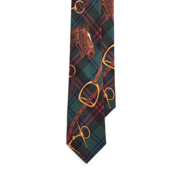 Tartan Horse-Head Silk Tie