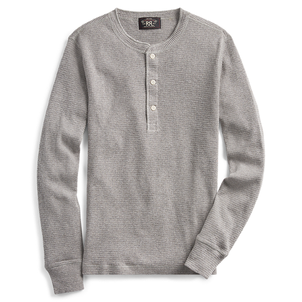 Waffle-Knit Henley Shirt