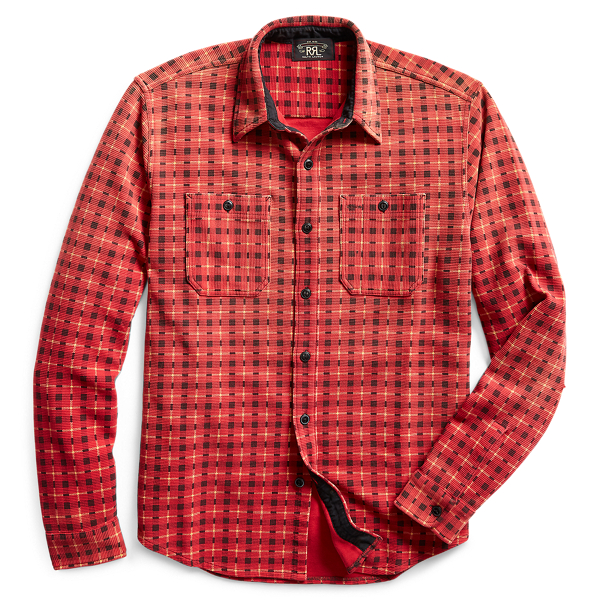 Plaid-Print Knit Workshirt RRL 1