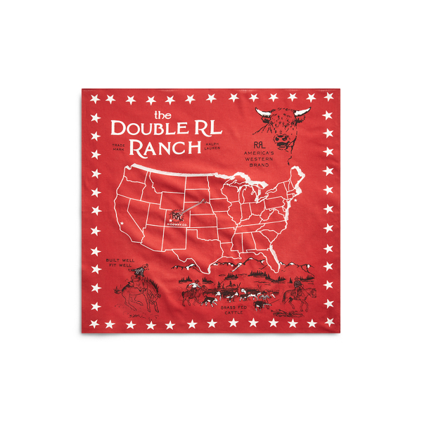 Map-Print Cotton Bandanna RRL 1