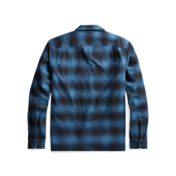 Indigo/Black Plaid Cotton-Wool Camp Shirt RRL 2