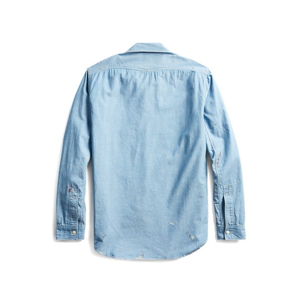 RL 228 Reactive Blue Painted Chambray Workshirt RRL 2