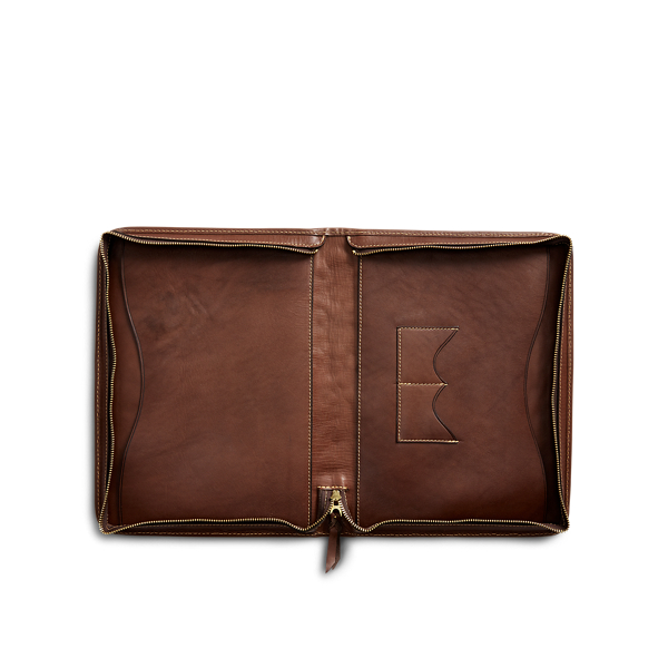 Brown Hand-Tooled Leather Portfolio RRL 2