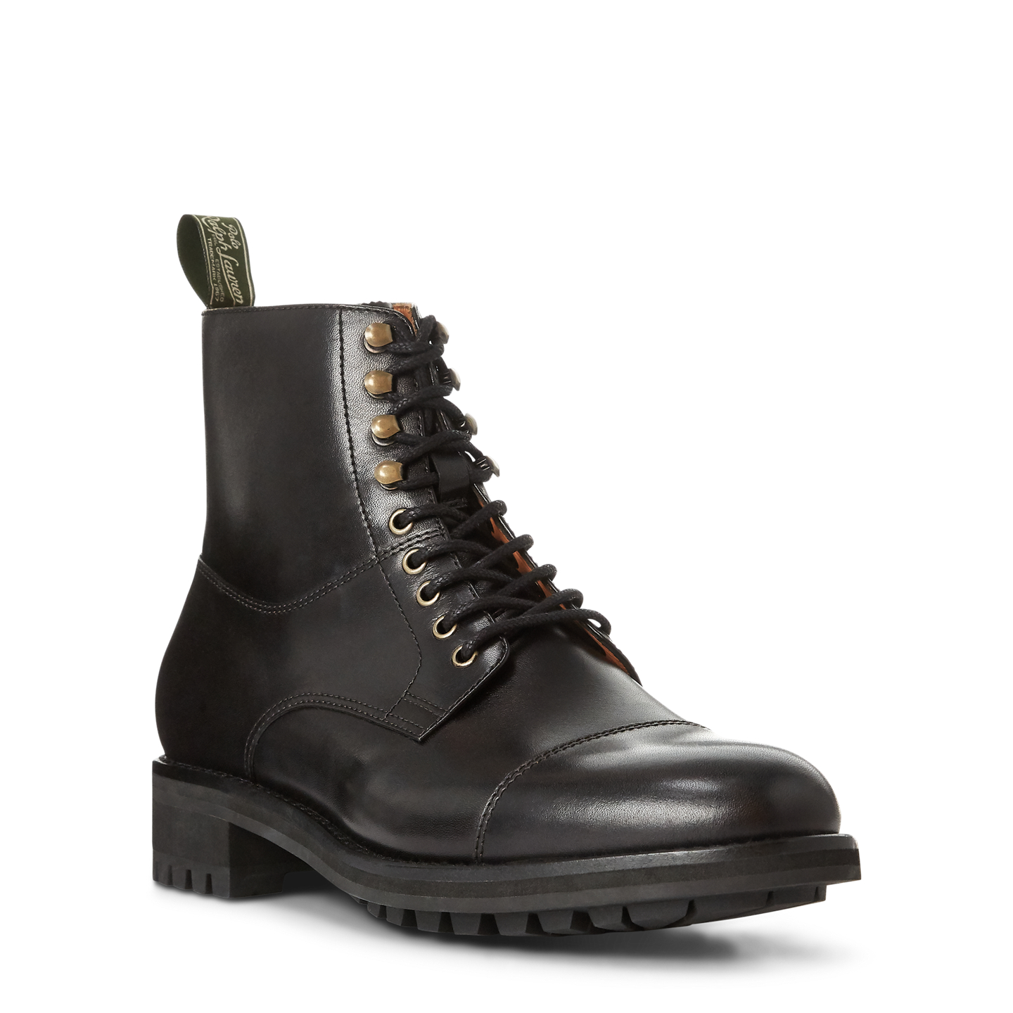 Мужские ботинки Ralph Lauren Bryson Leather Cap-Toe, цвет: Чёрный — фото 1