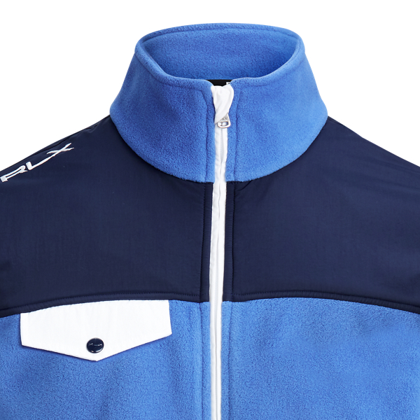 Veste &agrave; col chemin&eacute;e en polaire RLX en Ciel indigo/Bleu marine fran&ccedil;ais/Pur 5