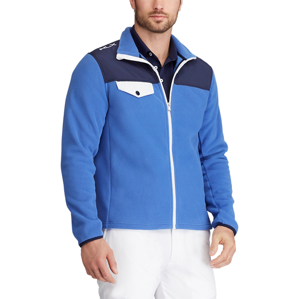 Veste &agrave; col chemin&eacute;e en polaire RLX en Ciel indigo/Bleu marine fran&ccedil;ais/Pur 3