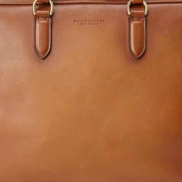 Vintage Brown Burnished Vachetta Briefcase Purple Label 6