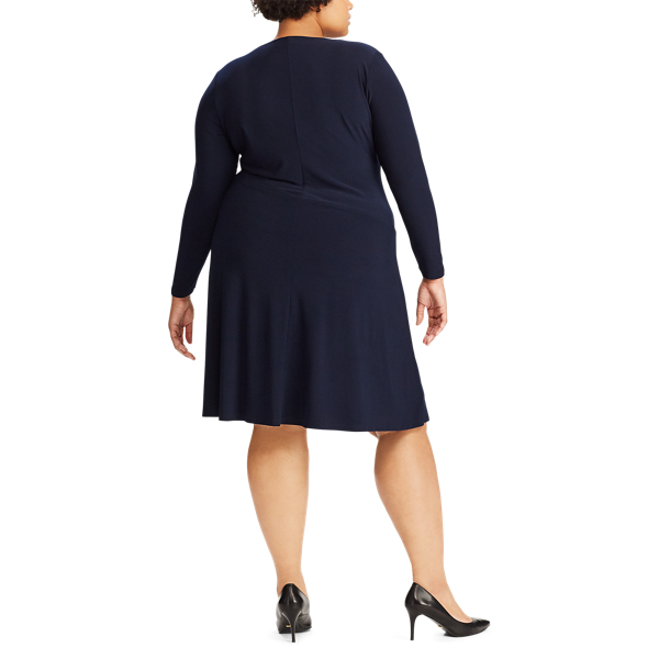 Lighthouse Navy Jersey Fit-and-Flare Dress Lauren Woman 4